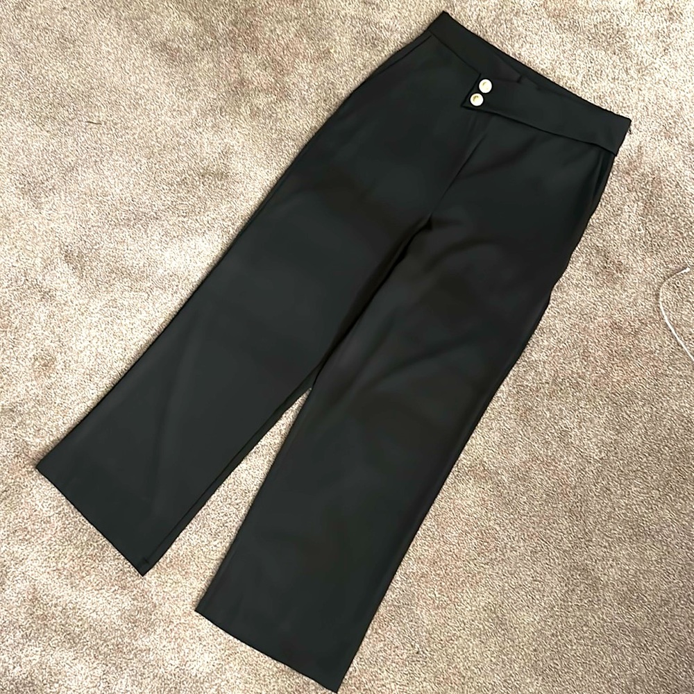 NWT black wide leg pants with military detail- so stylish!